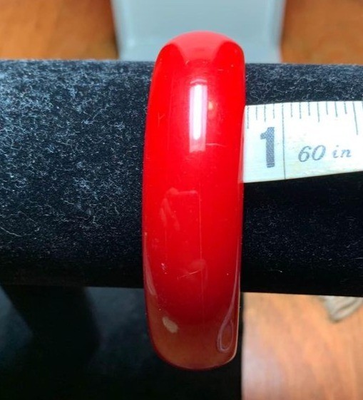 Red Bakelite Chunky Vintage Bracelet Bangle .75″ Diameter Art Deco Jewelry