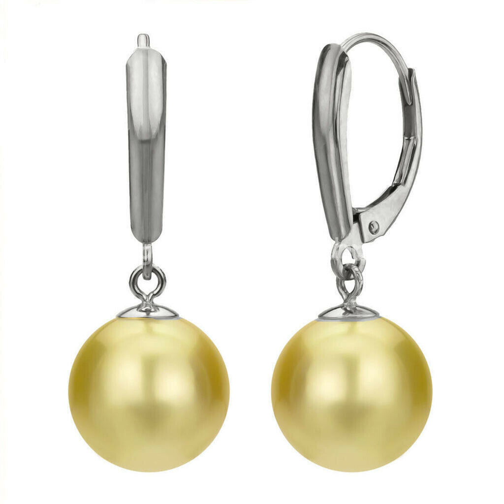 Natural 8/10/12/14/16mm South Sea Shell Pearl Dangle Leverback Earrings