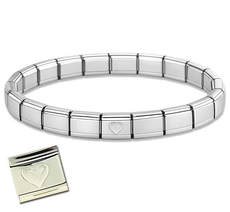 Italian Charm Classic Heart Starter Set Includes 17 Base Links & 1 Heart Charm