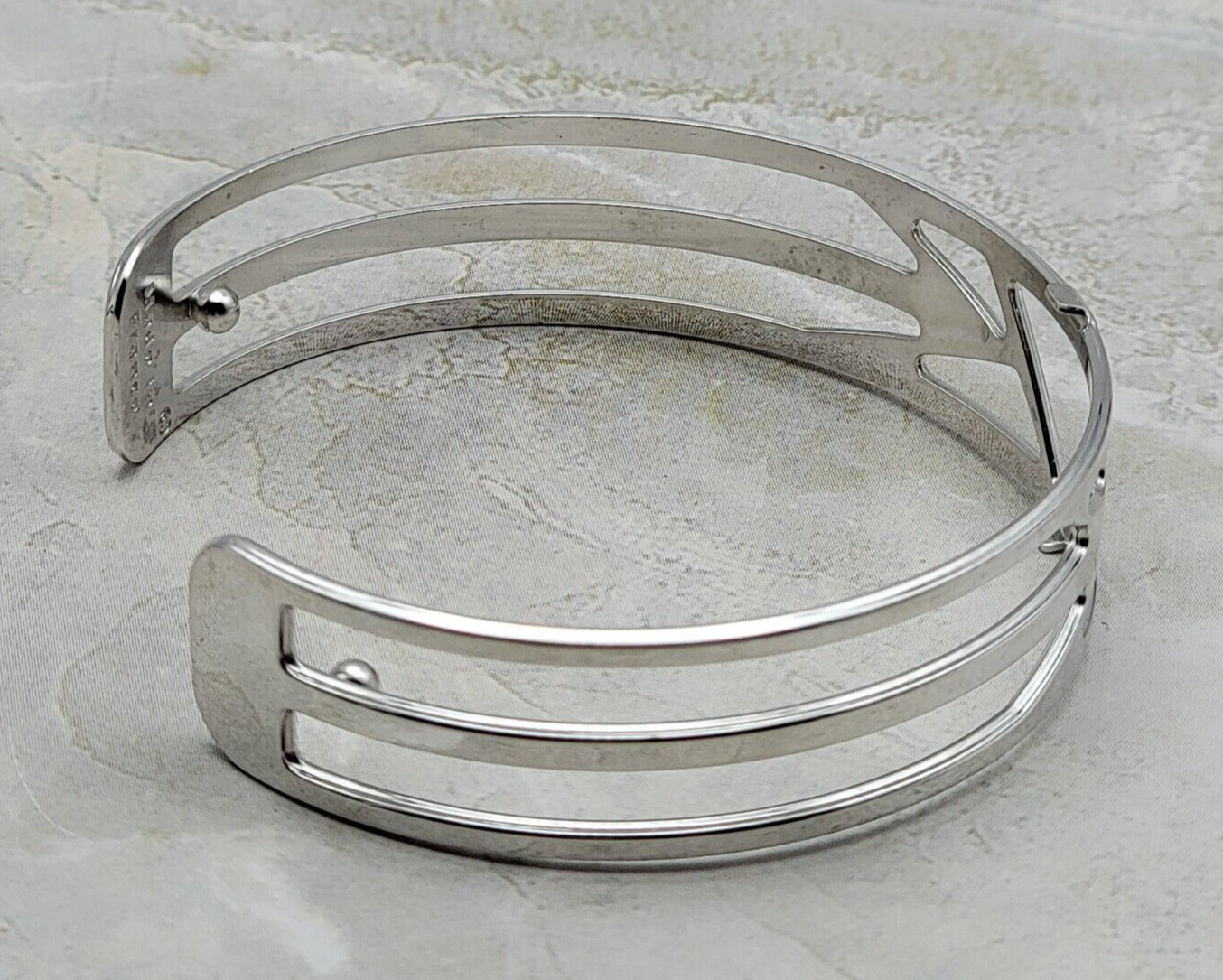 Les Georgettes Open Cuff Bracelet Silver Tone OS Ibiza Made In France 13.7mm