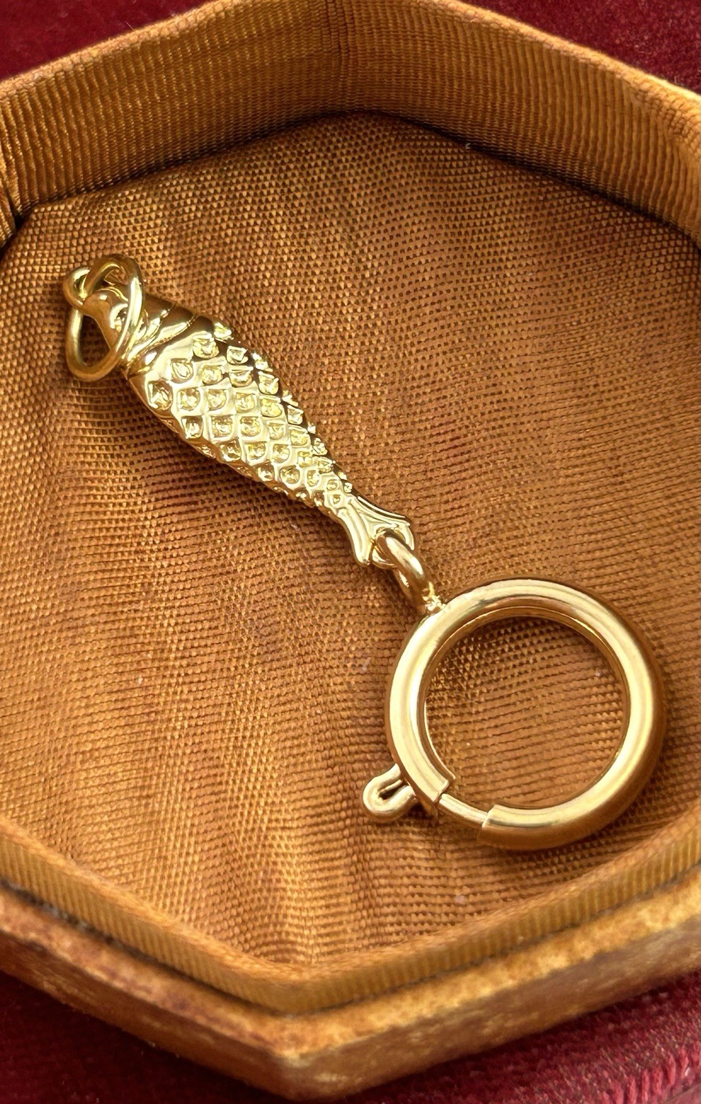 Fish Charm Holder Spring Ring Clasp Nautical Pendant Gold Plated Jewelry
