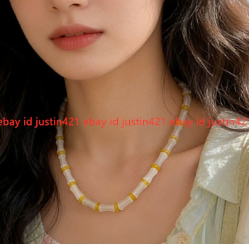 Natural Dongling Jade Bamboo Festival Necklace Bamboo Clavicle Chain 40cm+5cm