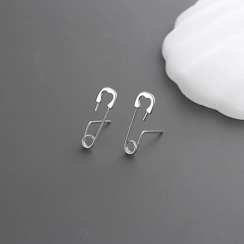 925 Sterling Silver Safety Pin Stud Earrings Punk Tiny Pin Unisex Jewellery Gift