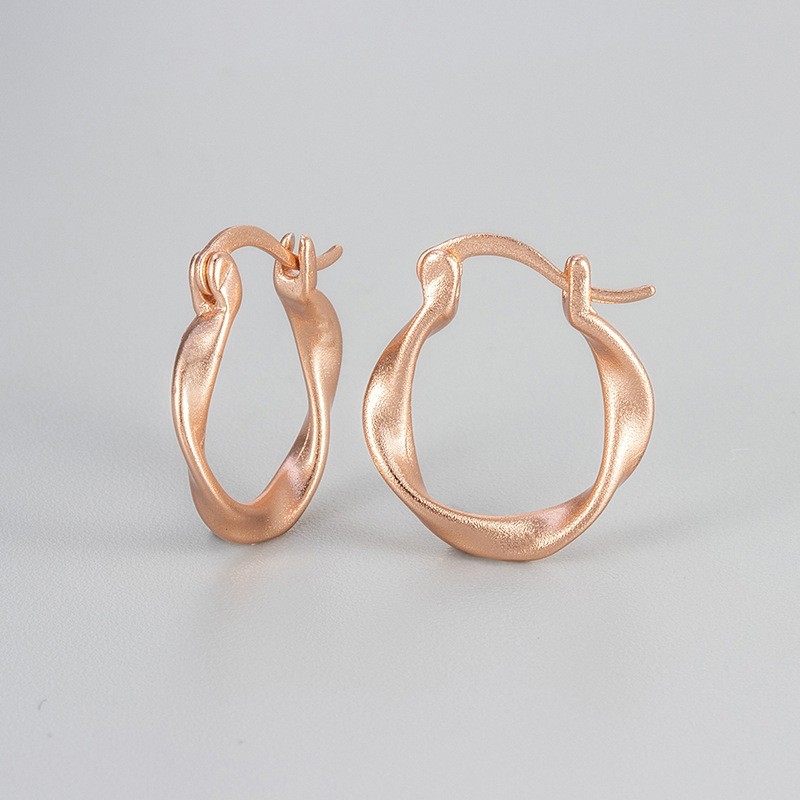 Women Silver Gold Twist Geometric Click-Top Huggie Hoop Earrings 16mm Gift B13