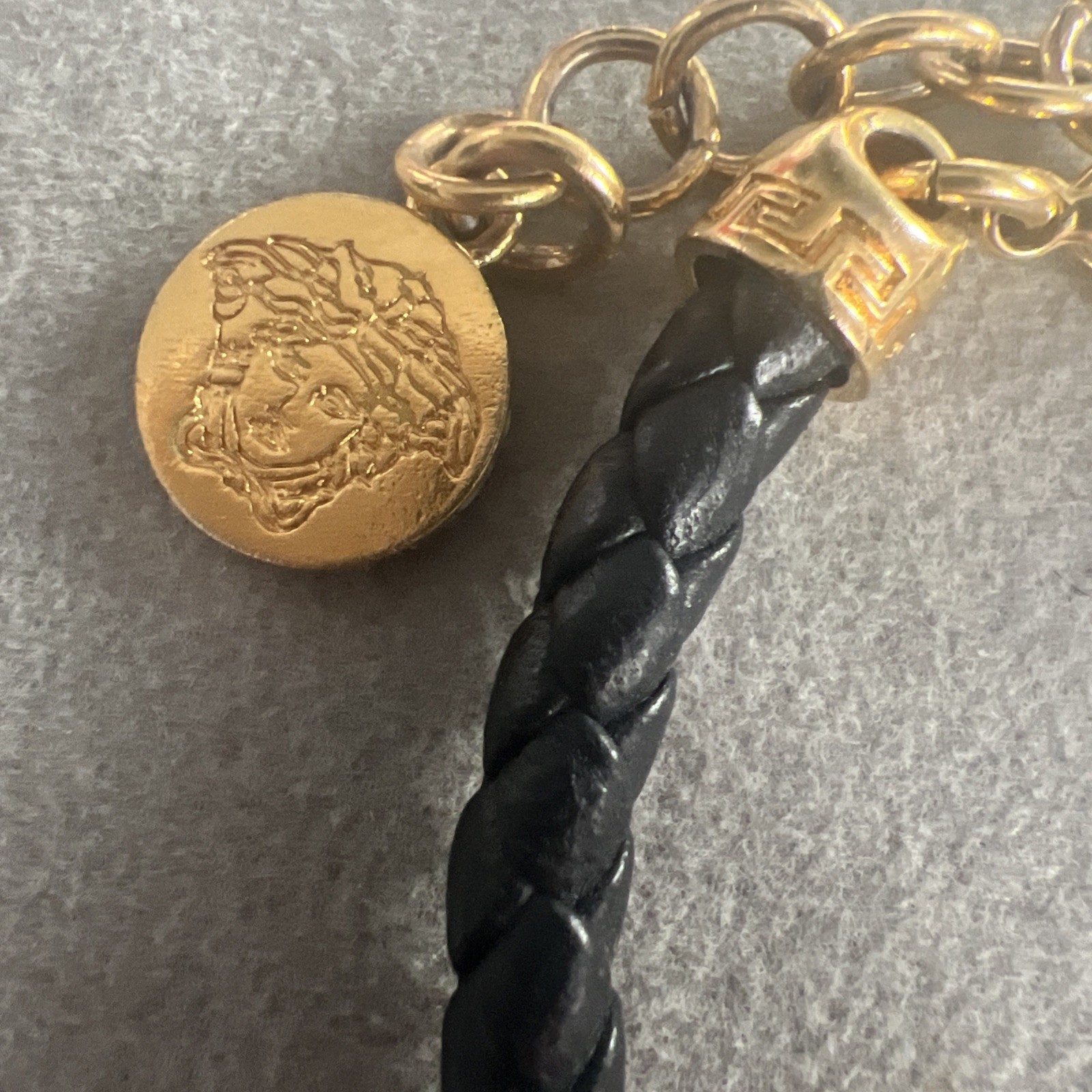 Authentic VERSACE Braided Rope and Gold Tone Bracelet