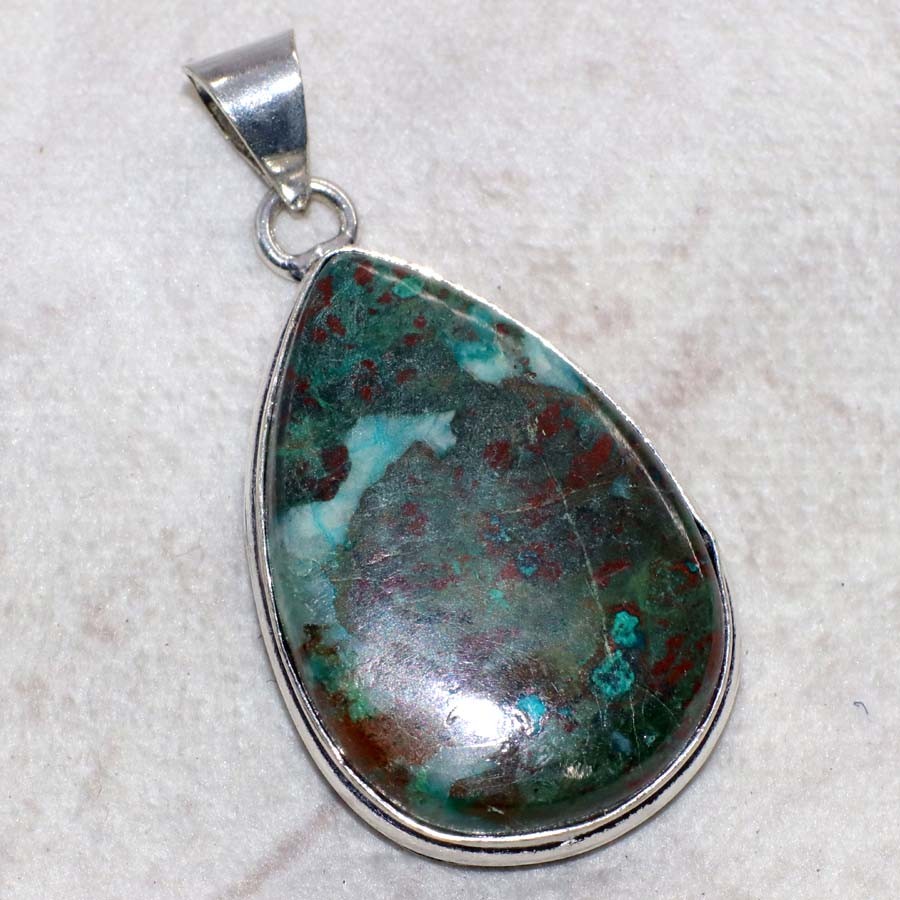 Chrysocolla 925 Silver Plated Pendant 1.8″ Amazing Gift New Collection Gift JW