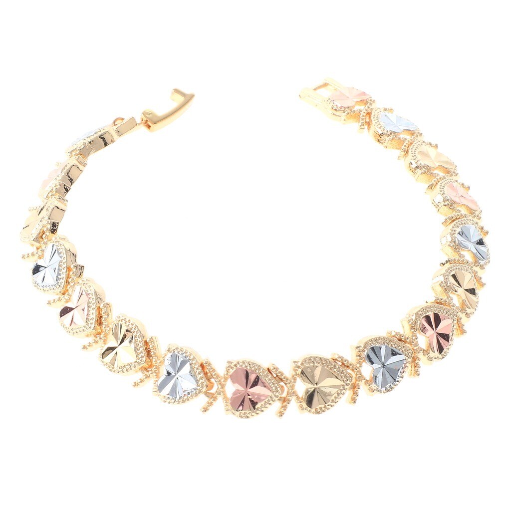 Three Tone Gold Plated Latch Bracelet GB1033-3T