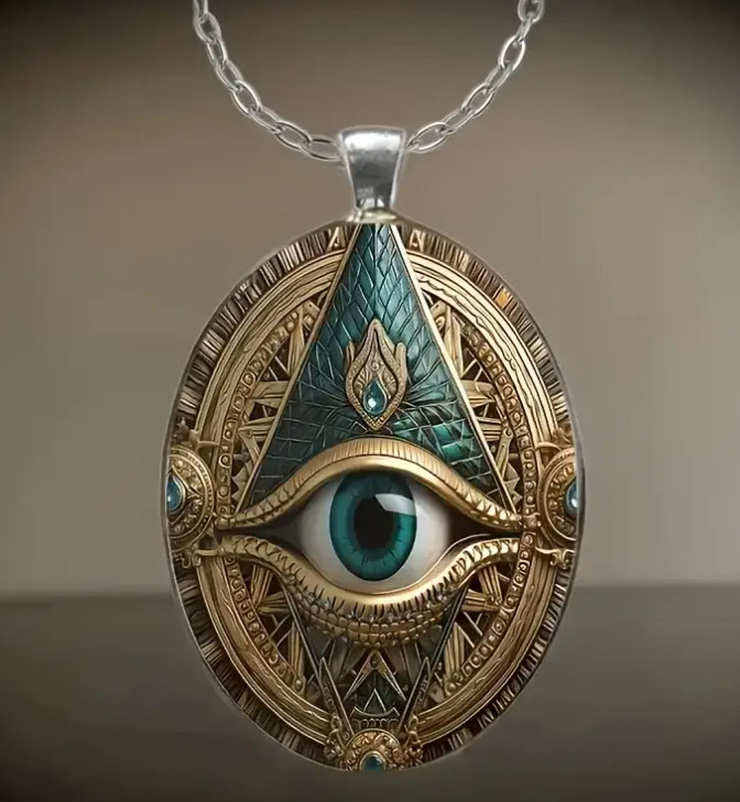 Mason Gothic Oval Jewelry Vintage Silvery Elegant Evil Eye Pendant Necklace