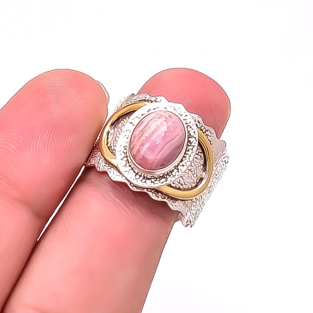 Rhodochrosite – Argentina Oxidised 925 Sterling Silver Ring S.8.5 R7