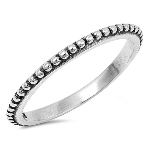 Thin Beaded Bali Stackable Ring .925 Sterling Silver Vintage Band Sizes 3-13 NEW