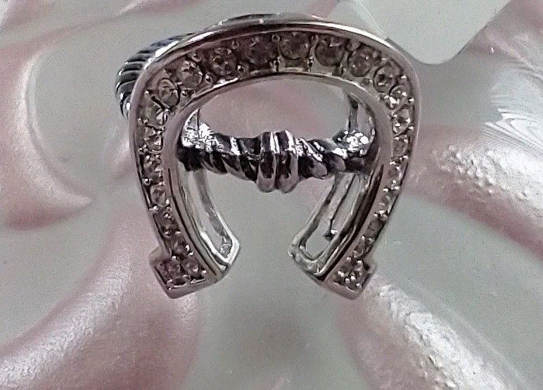New Montana Silversmith Horse Shoe RING Clear CZ sz. 6 Or 7 Rodeo Horse Cowgirl