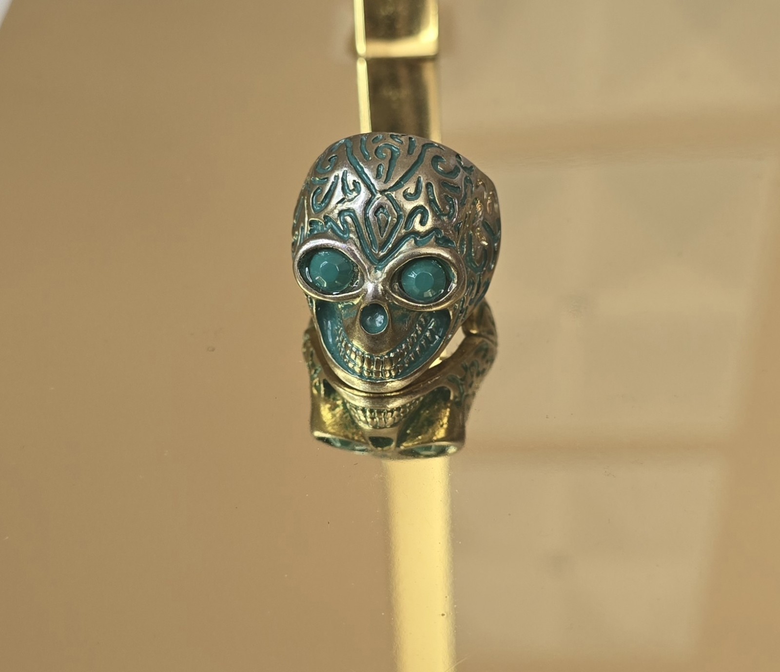 NEW Turquoise Skull Ring Adjustable Stretch Band Style Fashion Ring