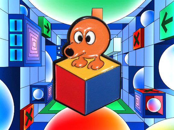 Q*BERT – 1.20″ x 1.0″ Enamel Pin – 1980’s Atari Video Game / Shipping Included!