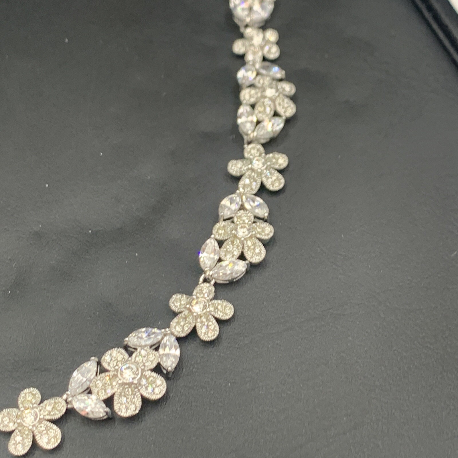 Nadri Pave Crystal ENGLISH GARDEN FLORAL Necklace & Floral Cluster Clip Earrings