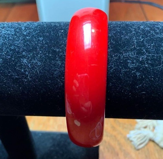 Red Bakelite Chunky Vintage Bracelet Bangle .75″ Diameter Art Deco Jewelry