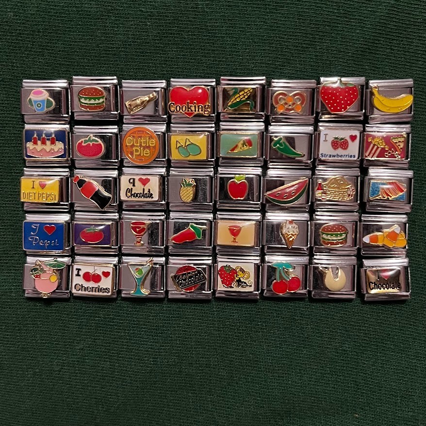 You Pick – Retro Y2K Italian Charm Link Fun Food Theme Fruits Vegetables Drink