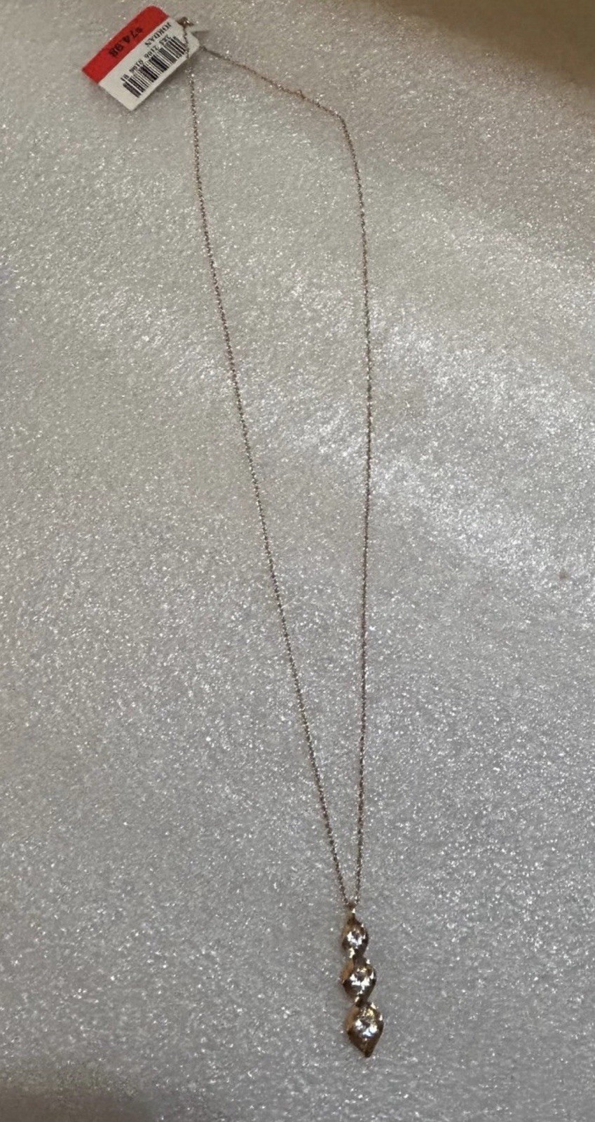 White Sapphire 14K Gold Over Silver . Base Metal Is Silver. 18” Long.