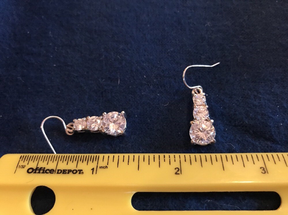 Clear Cubic Zirconia Crystal Earrings On Dangle Hooks by “LANE BRYANT”