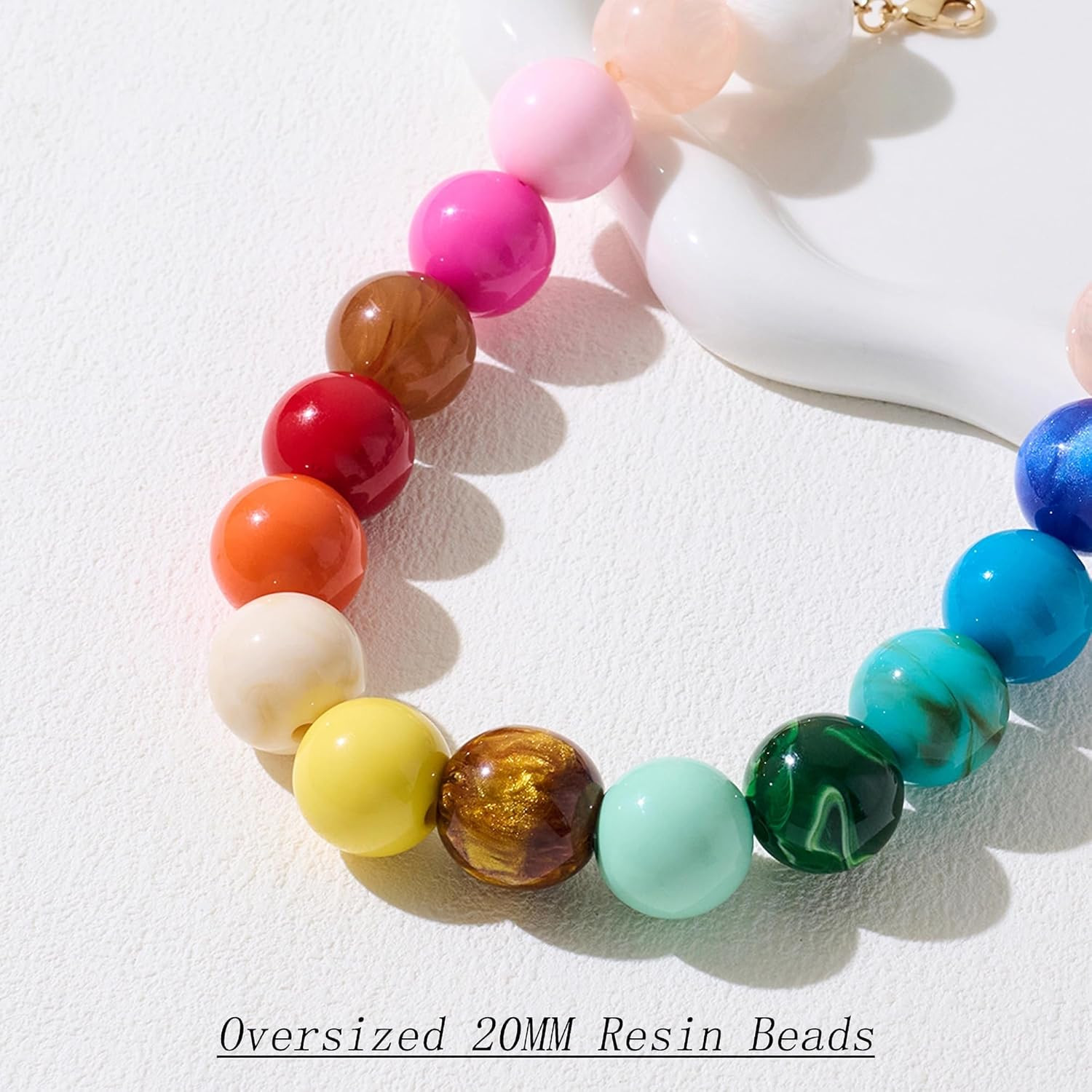 Colorful Chunky Necklaces for Women 20MM Large Oversized Resin Beaded Necklace B