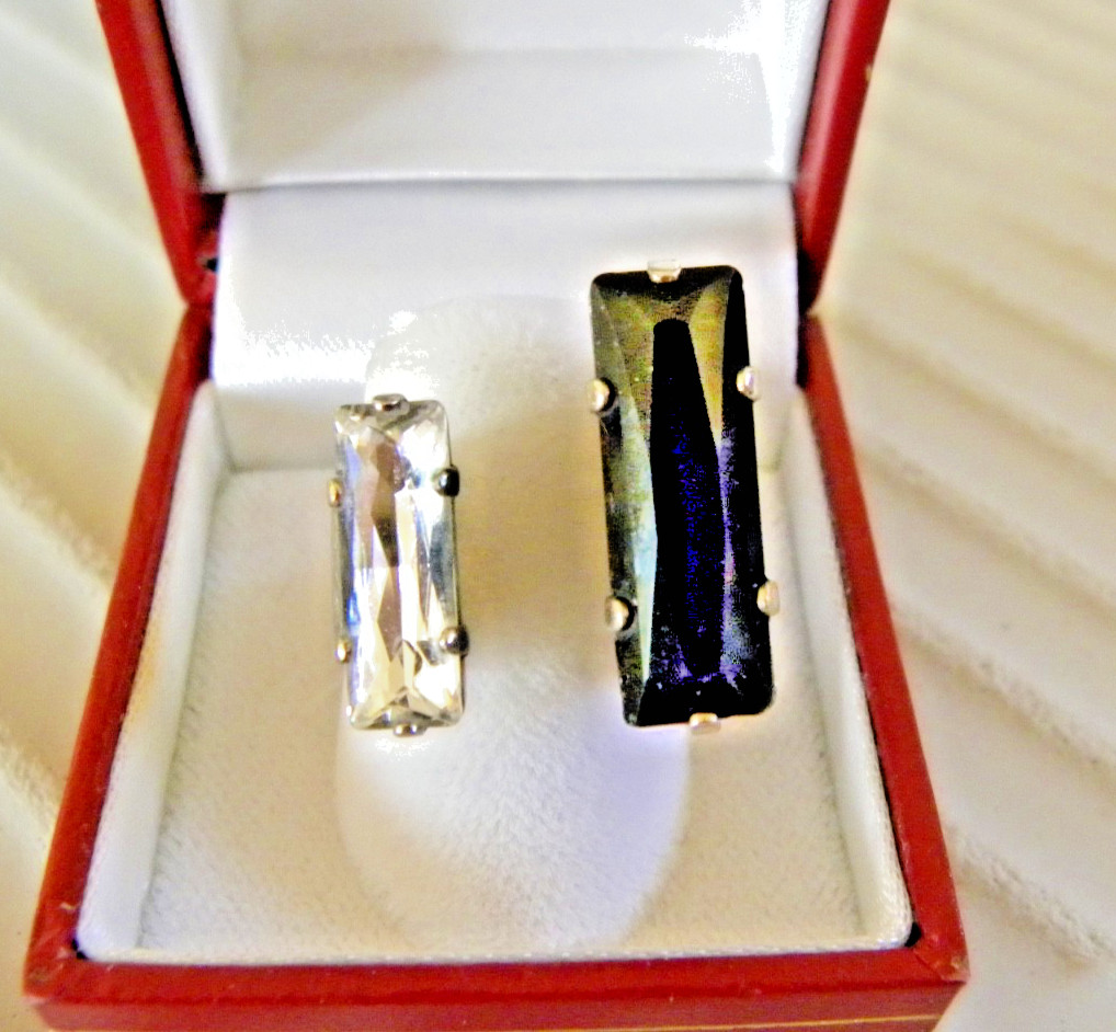 Nikolas Frangos Swarovsky Crystal Adjustable Ring TOPAZ & CLEAR Current Sz 8