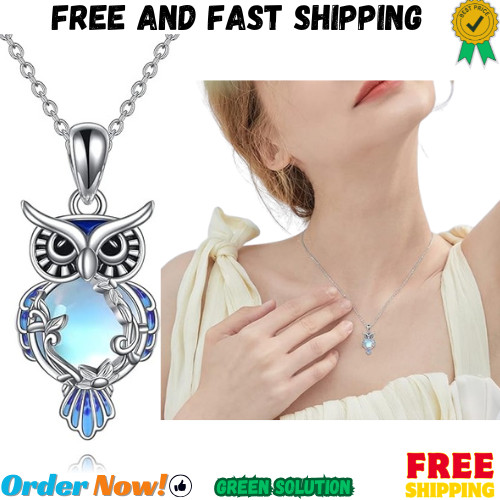 Moonstone Owl Necklace Gifts Sterling Silver Filigree Owl Pendant Necklace Chris