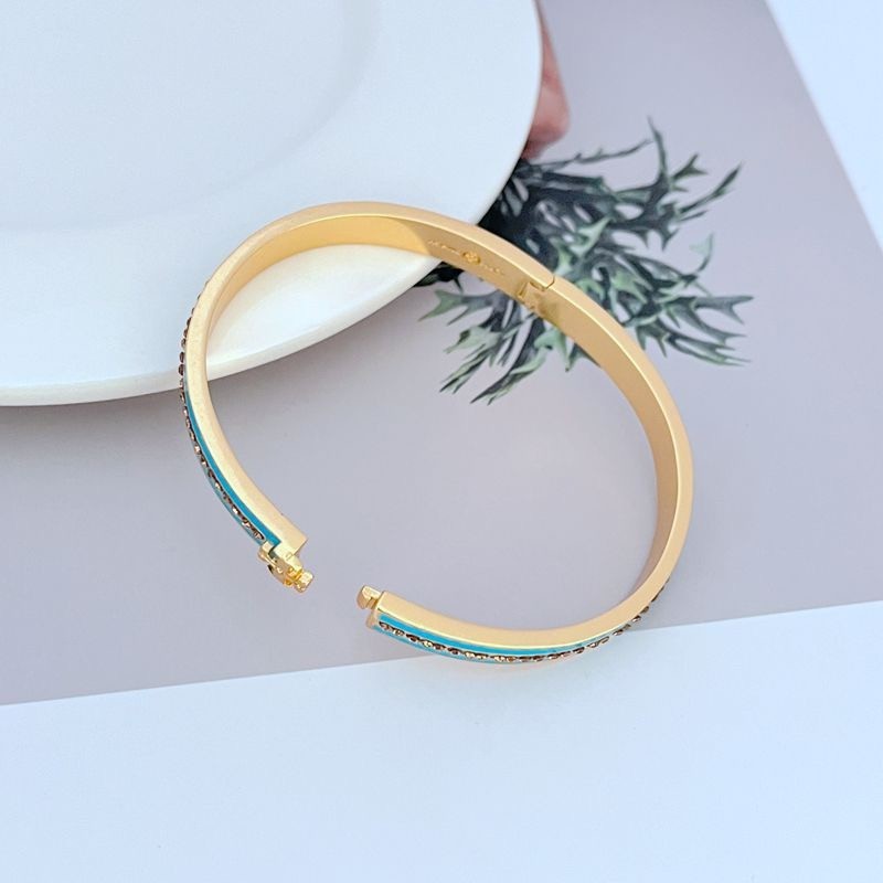 New Burch Kira Pave Enamel Hinge Bracelet Antique Brass/Blue Multi with Jewelry