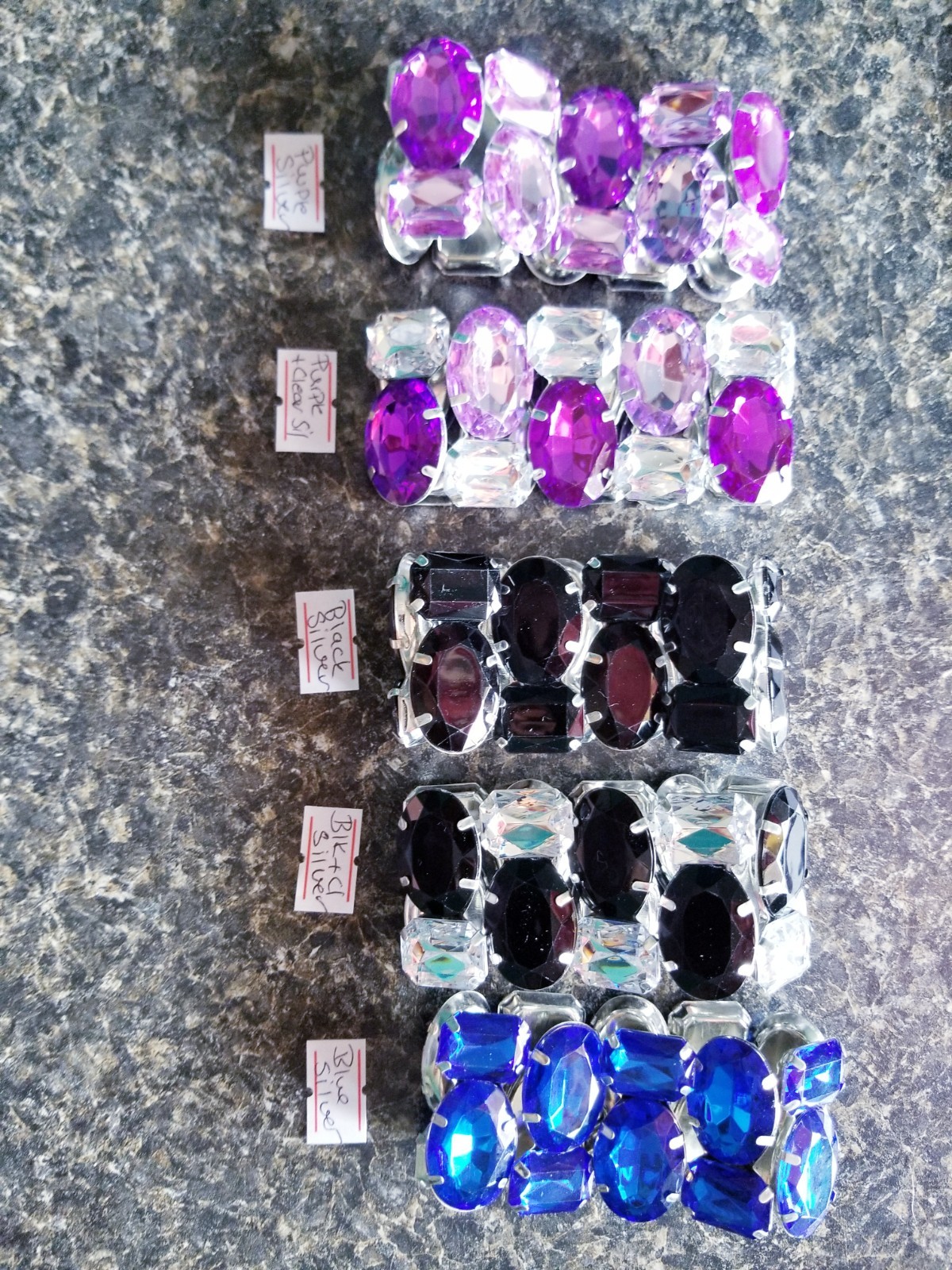Rhinestone Acrylic Stretch Bracelet Many Colors, Prom Stage Wedding or Pageant