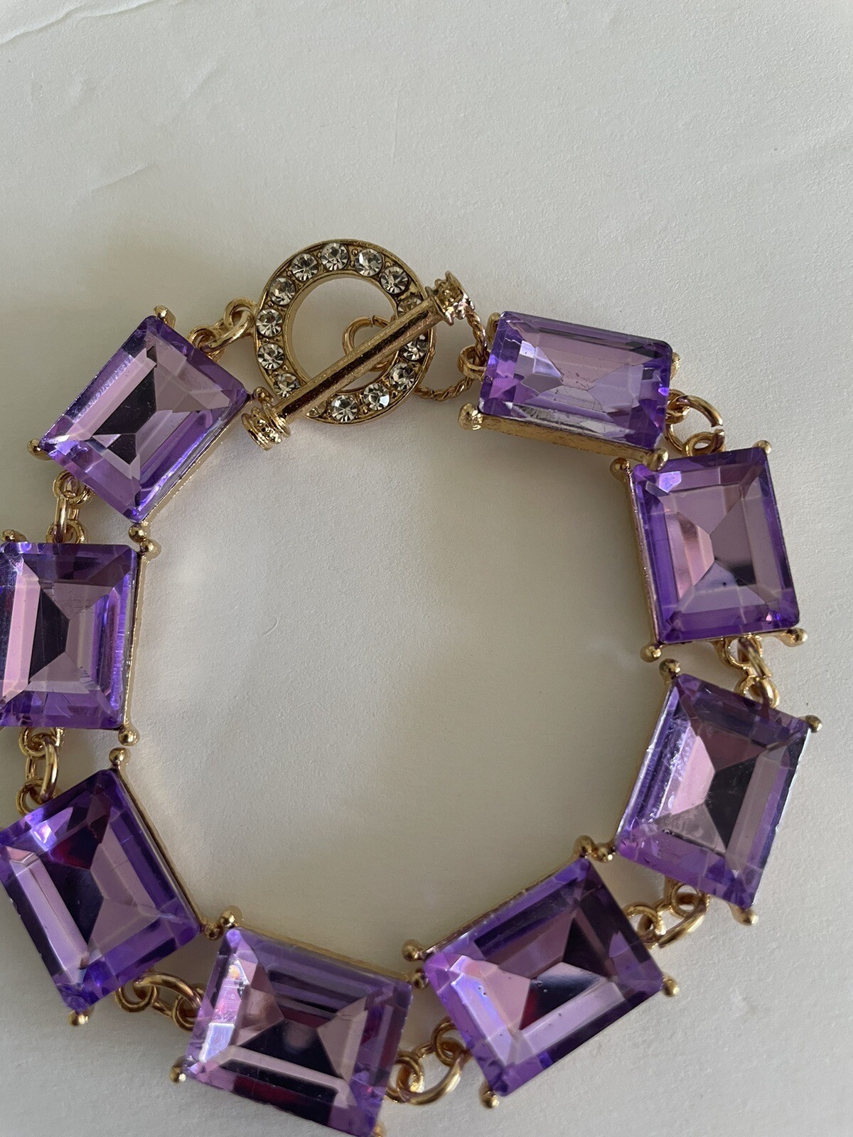 Plus Size Amethyst Crystal Bracelet 9 inches NWT Handmade by Sheoma