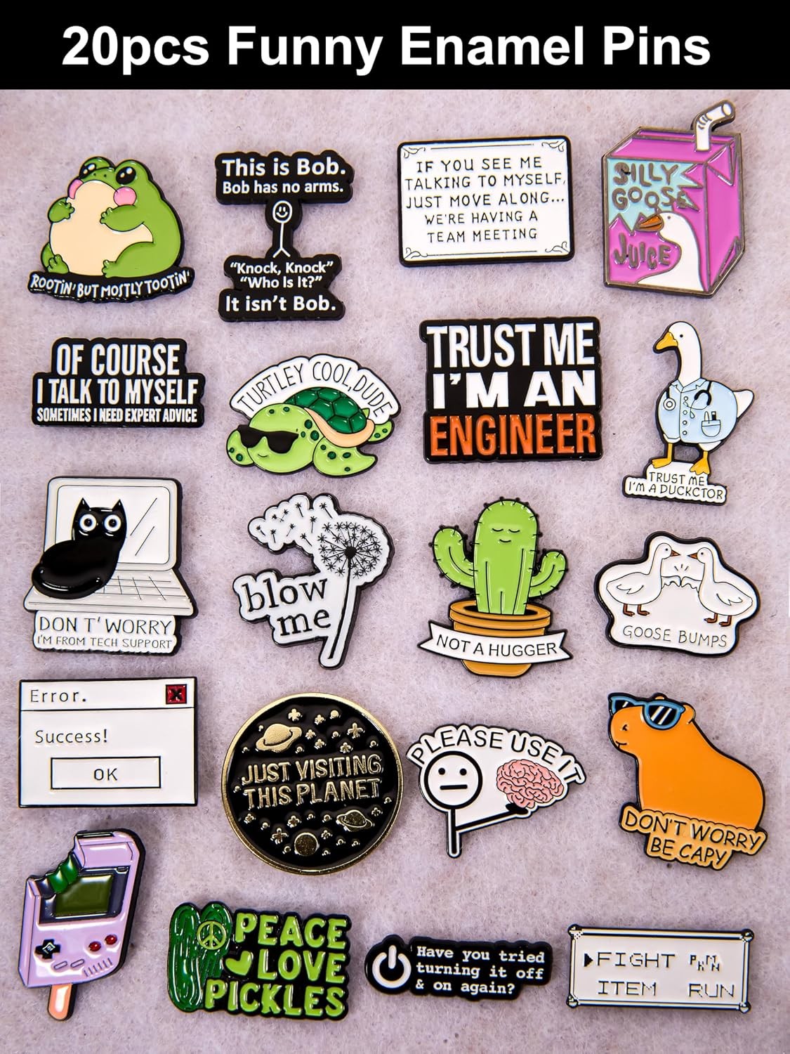 Funny Enamel Pins Set – Geek Humor Designs for Programmers & Meme Fans – Collect