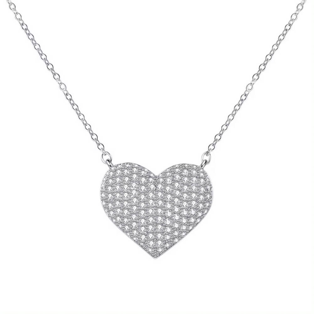 Samantha Heart Pendant Necklace w Cubic Zirconia, 19″ Chain, TV Show Inspired