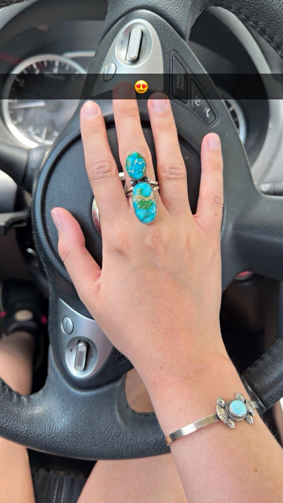 Genuine turquoise native made adjustable ring