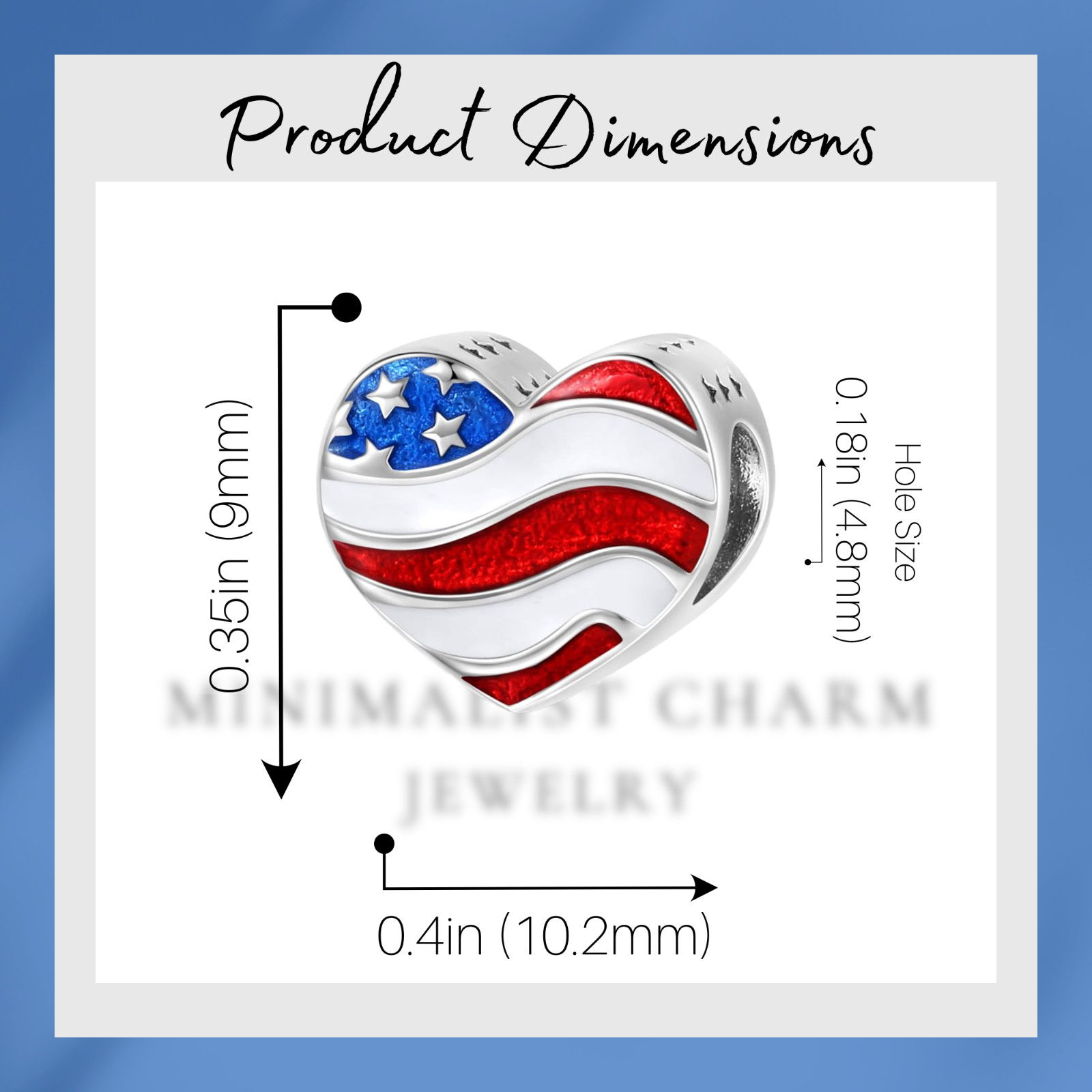 USA Flag Heart Bead Charm, Usa Heart Charm, Heart Charm