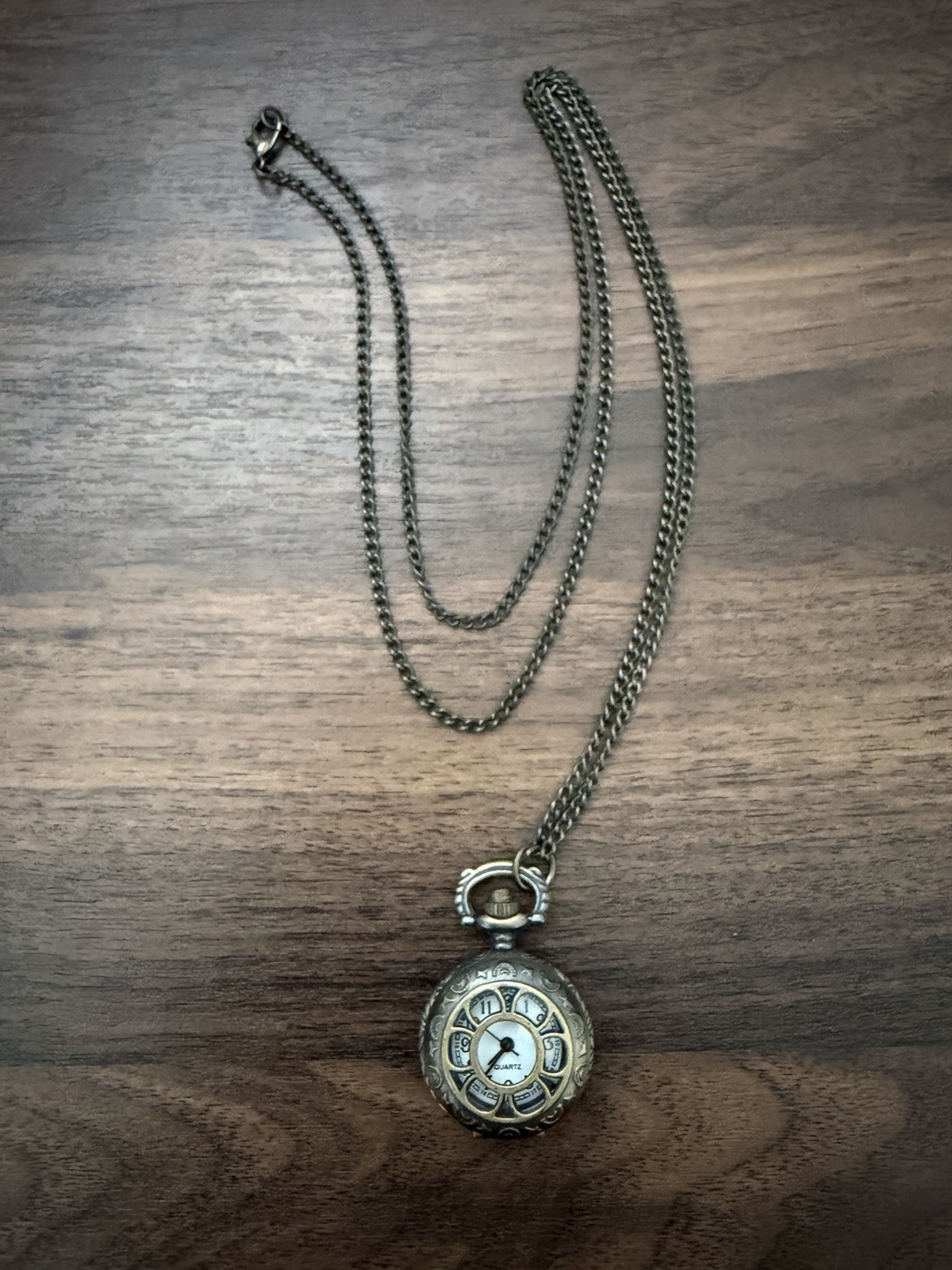 Vintage Y2K Celestial Moon Star Pocket Watch Necklace Floral Paisley Back As Is