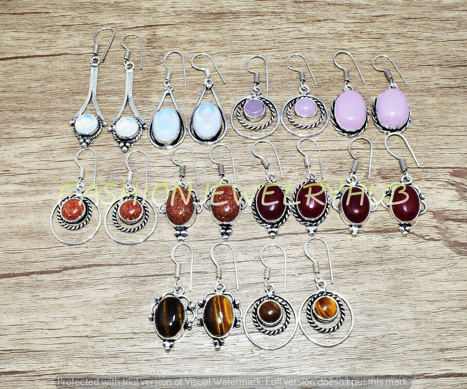 Opalite & Mix Gemstone Ethnic Handmade Fashion Earrings 20pcs Lot FE-387