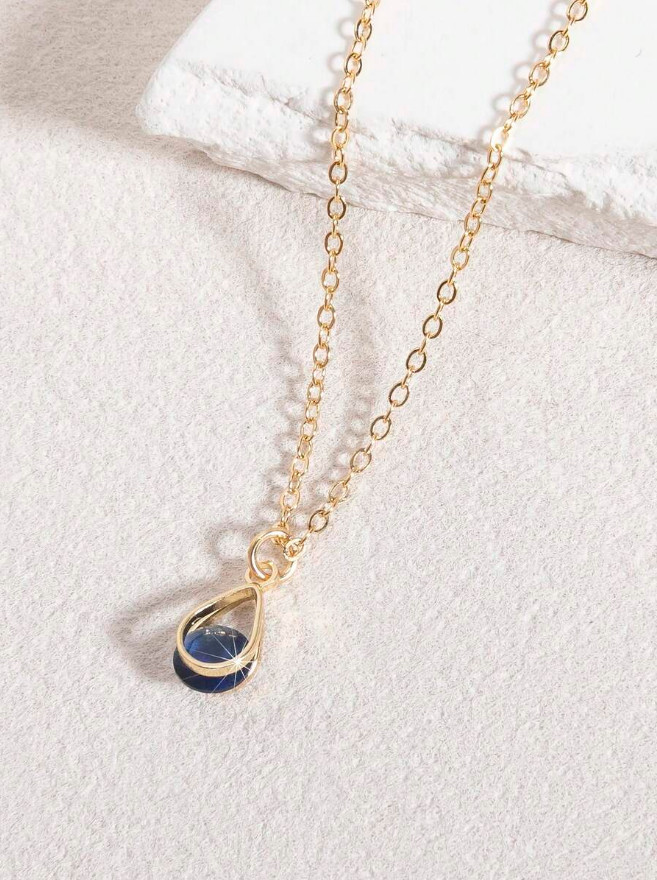 Heart Pendant Women Necklace Jewelry Accessories Water Drop Birthstone Gift USA