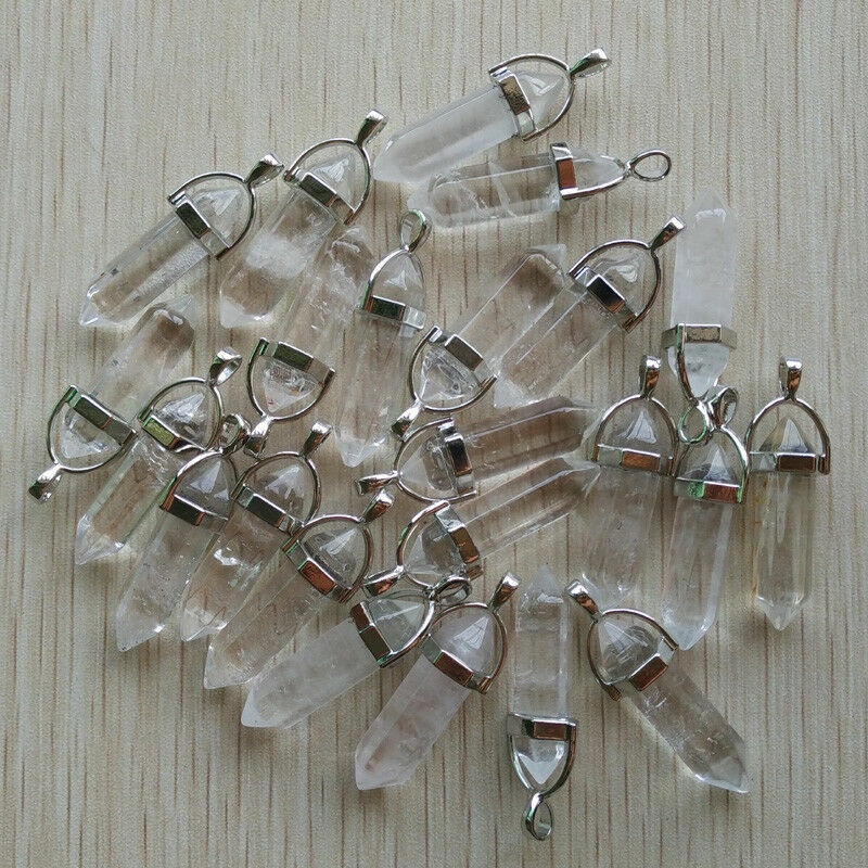 Wholesale 24pcs/lot Natural crystal quartz stone Point Chakra stone Pendants