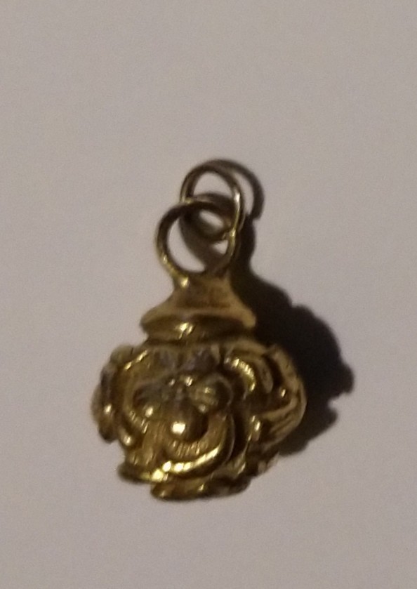 Solid Brass Charm 1/2 in Floral Ball