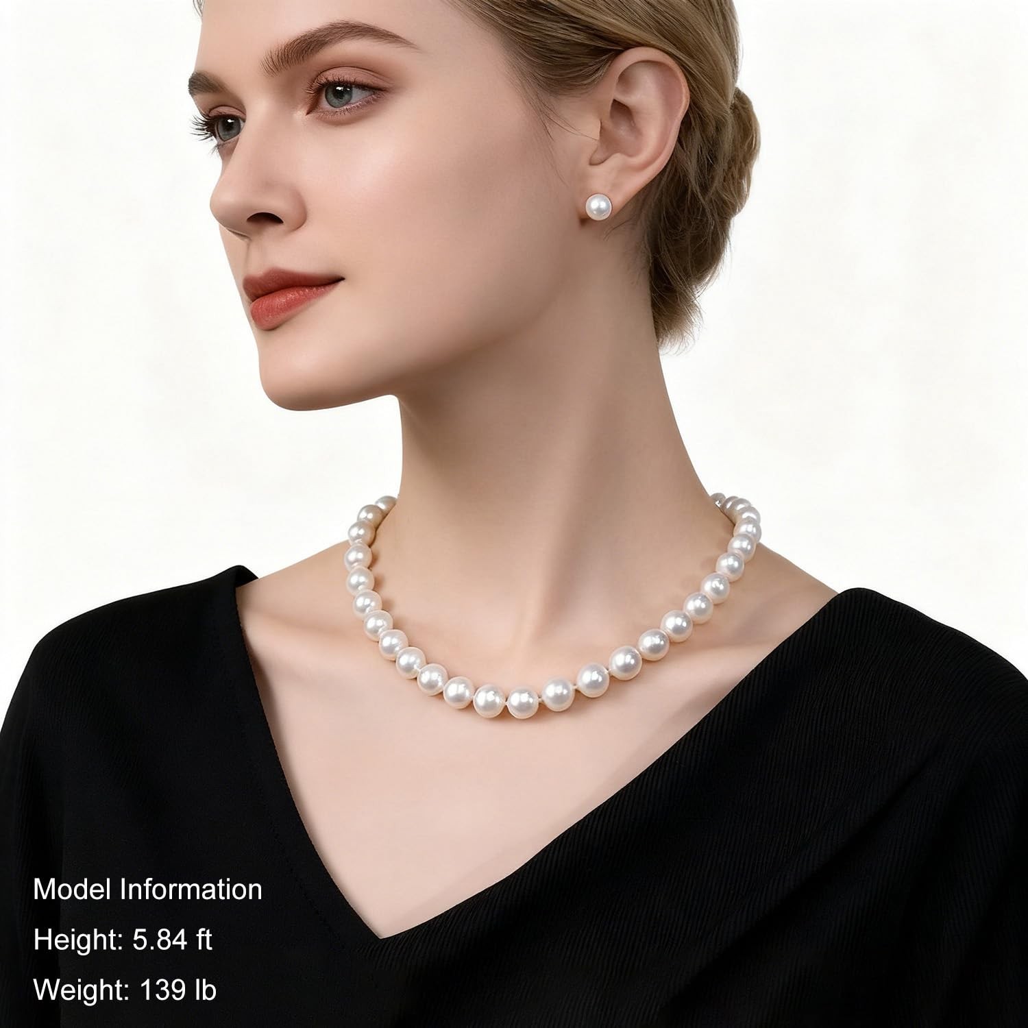 ZoVanHee Freshwater Cultured Pearl Necklace Set Includes Stud Earrings Genuine