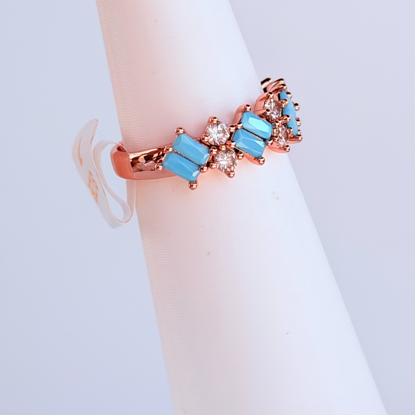 Bomb Party Ring Sz 7 RBP6794 “A Band of Wonder” Turquoise Magnesite on Rose Gold