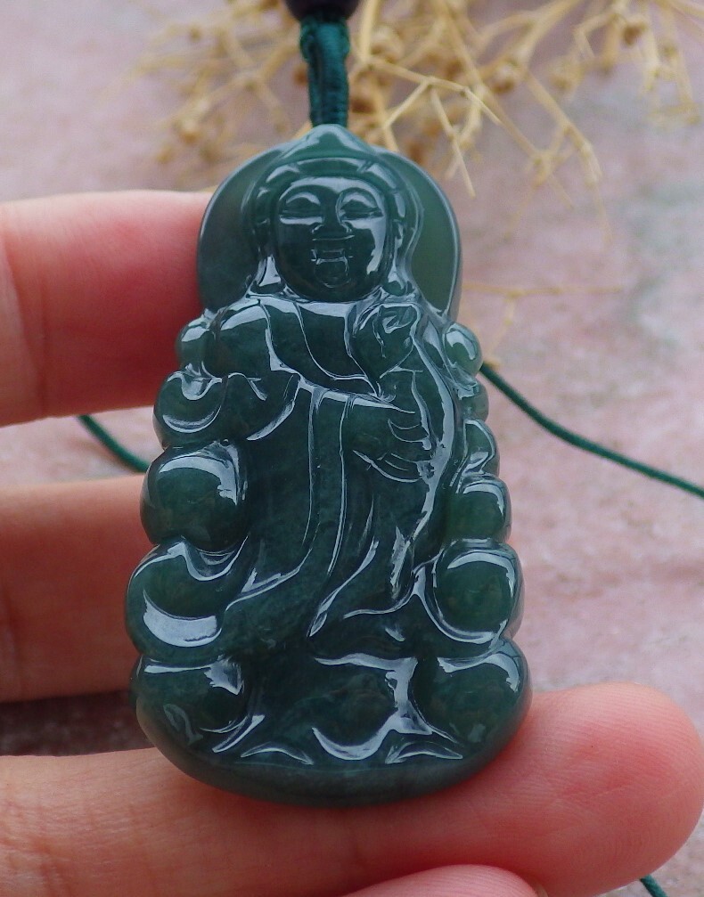 Video Certified Natural A Jade jadeite Pendant Guanyin Kwan yin 观音 108426 TS