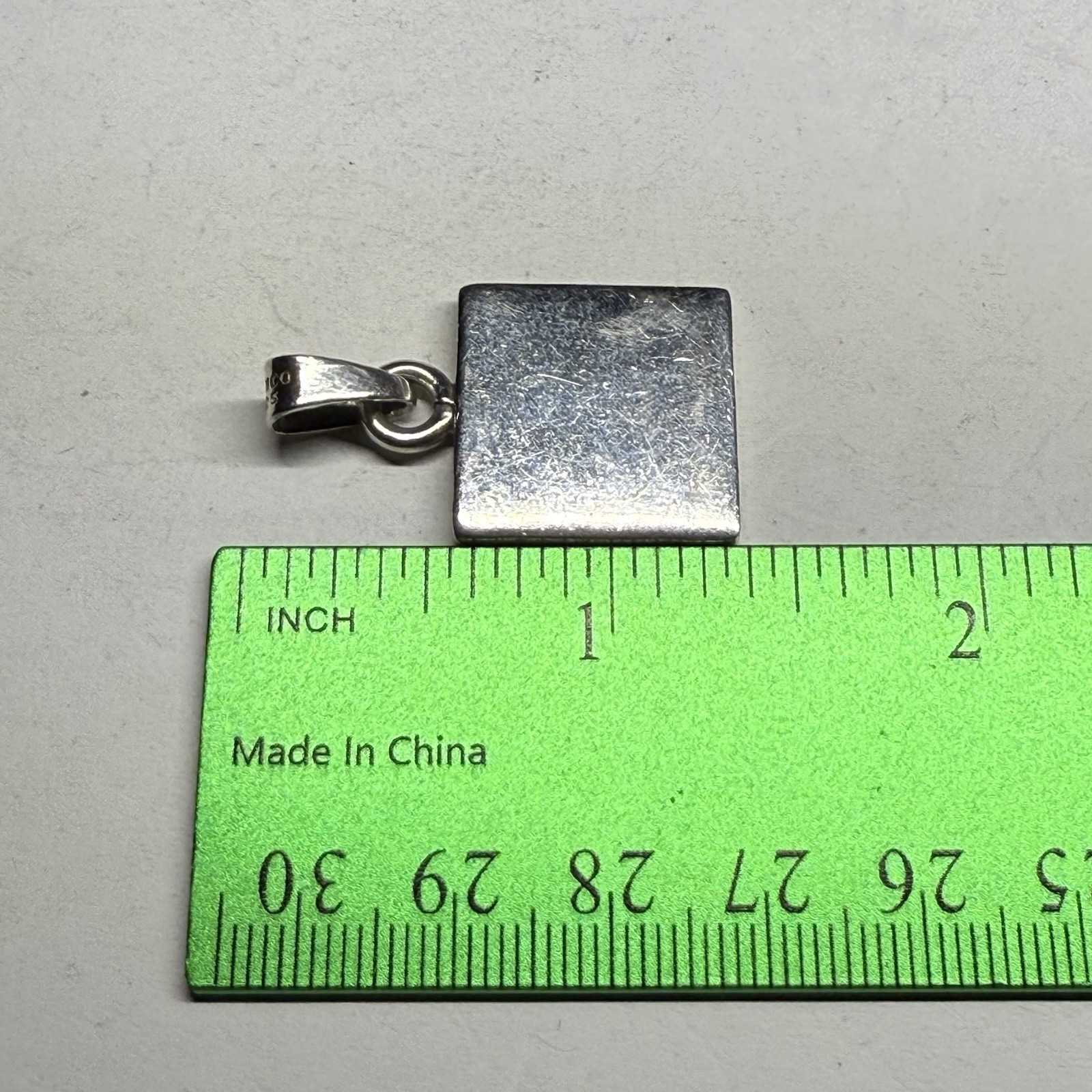 “Square Ingot” Solid .925 Sterling Silver Pendant Necklace Bail 3D Heavy 10g
