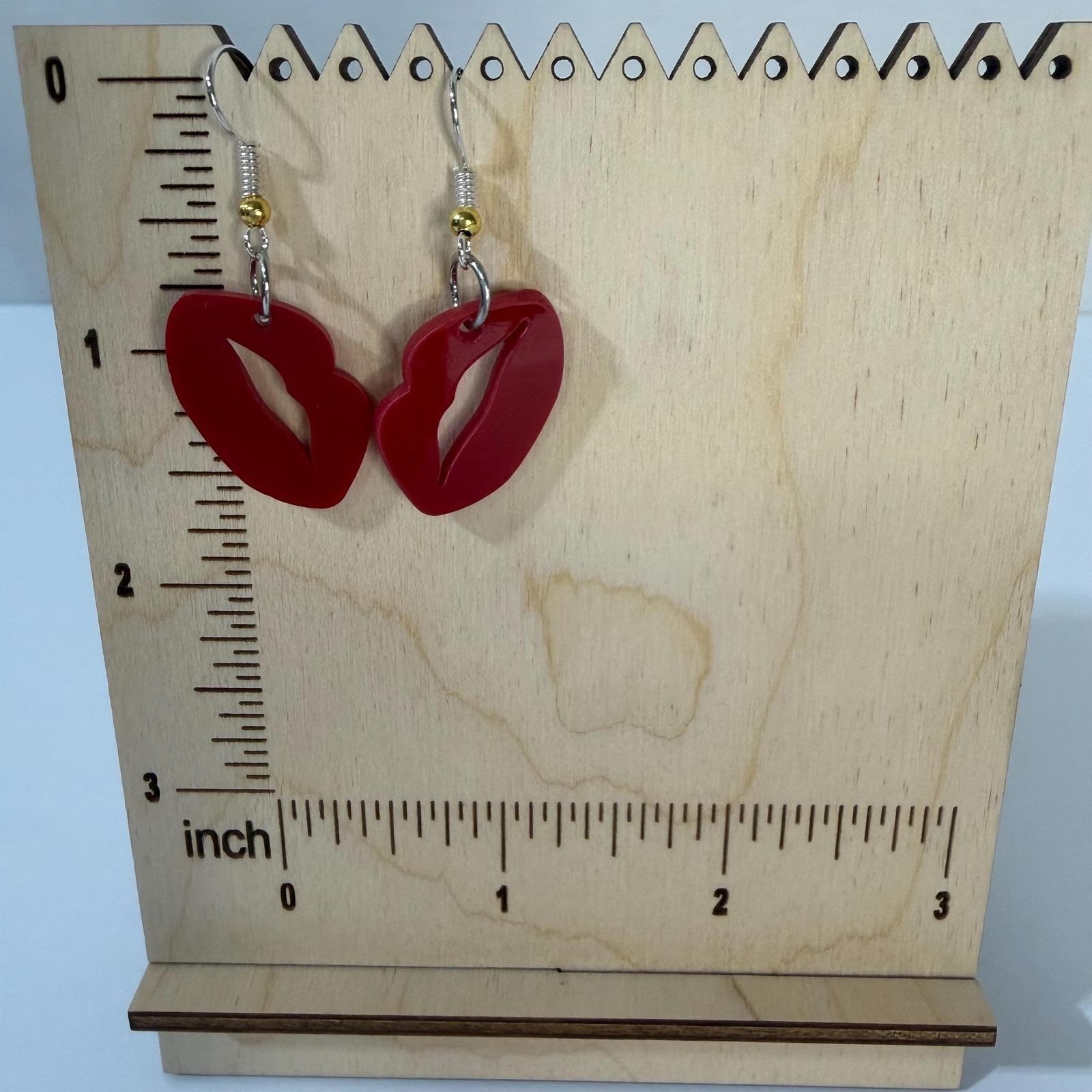 Matte Red Lips Acrylic Drop Earrings Kiss Statement Novelty Jewelry Nickel Free