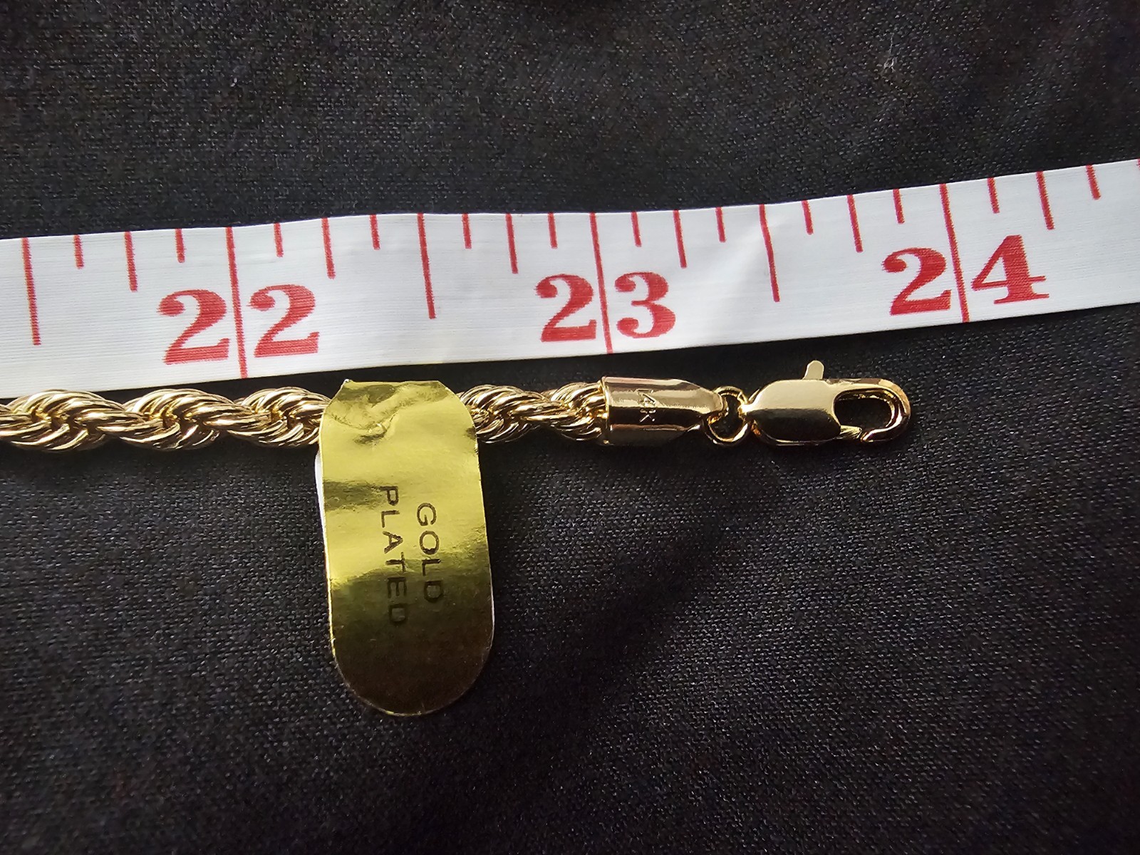 24in. 14K Gold Plated on brass- 2mm Rope Chain Necklace with Velvet Pouch