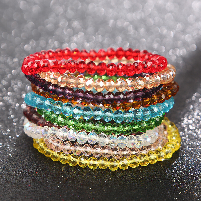 Elegant Crystal Beaded Lucky Bracelet Elastic Bangle Women Wedding Jewelry Gifts