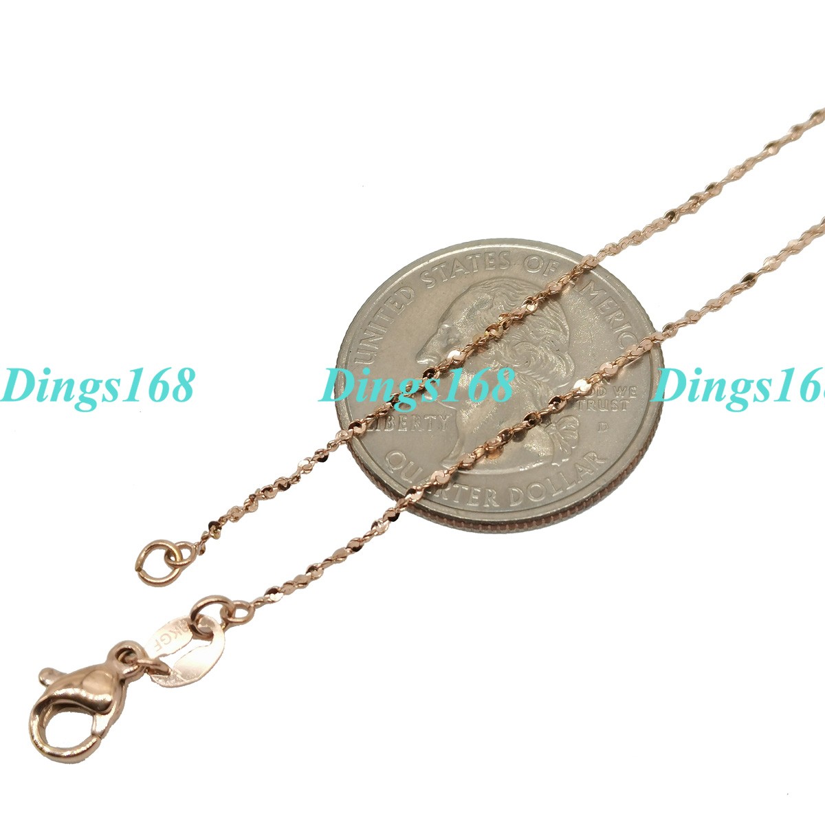 Real 18K Rose Gold Filled Tarnish-Resist 18″ 1 mm Thin Italian Starry Chain H127