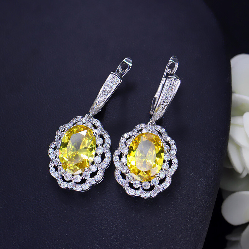 Gorgeous Pink Cubic Zirconia Dangle Drop Earrings Silver Plated Women CZ Jewelry