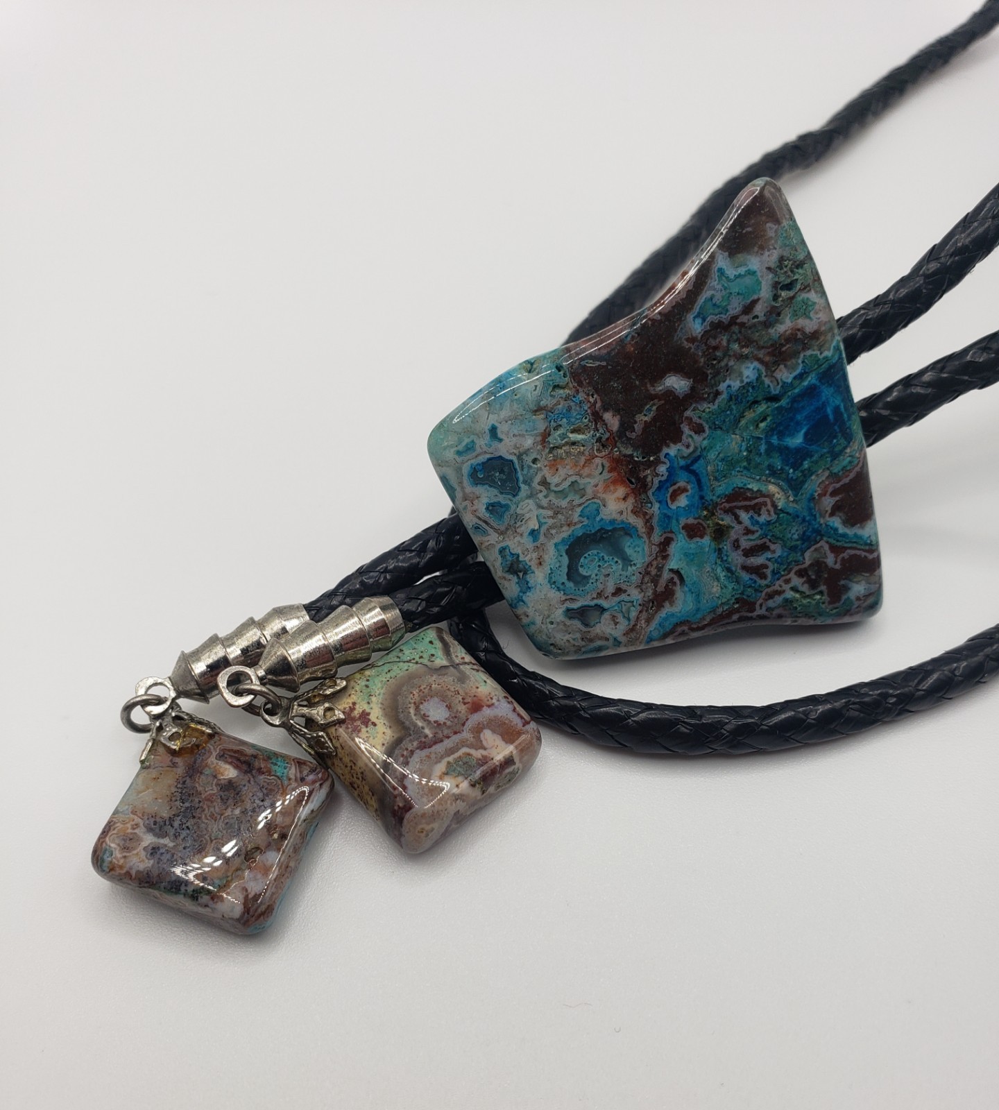 Lot of 3 Artisan Boho Statement Necklaces Elephant Dragonfly Bolo Tie Beaded