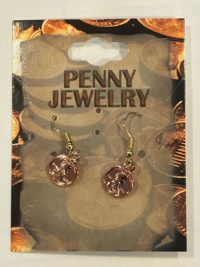 Abraham Lincoln Penny Fishhook Earrings New On Hanger Card