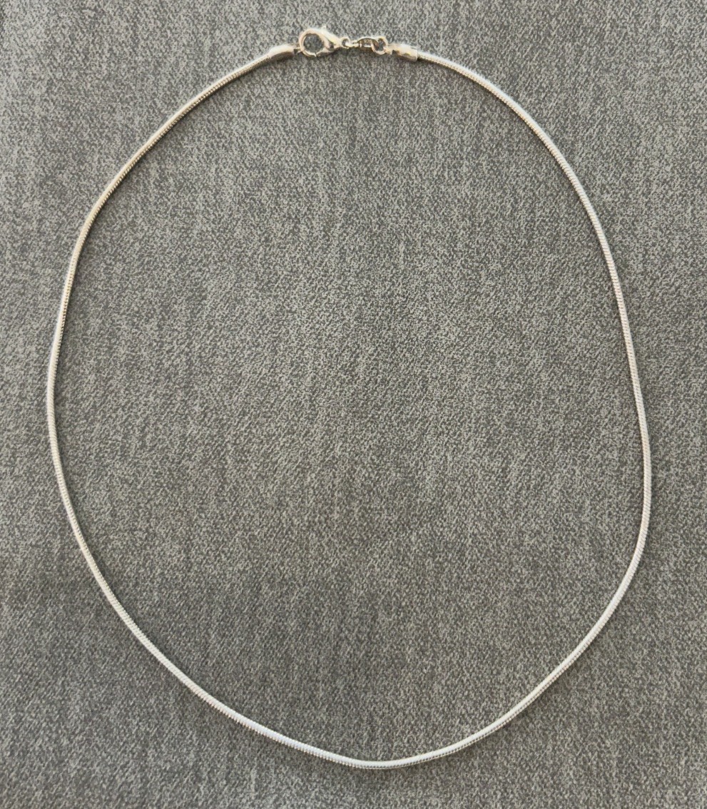 925 Sterling Silver Snake Chain Necklace, Lobster Clasp, Stamped