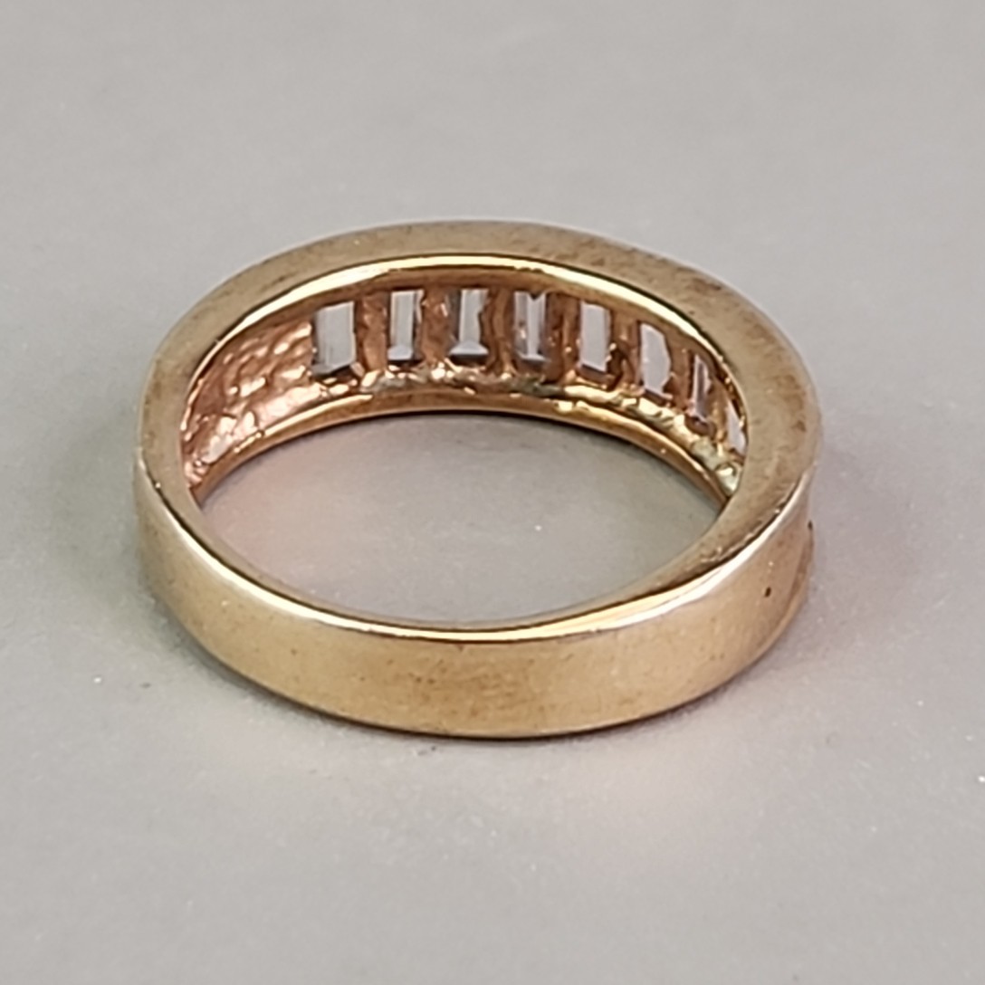 Rhinestone Baguette Ring Clear Gold Tone Small 5